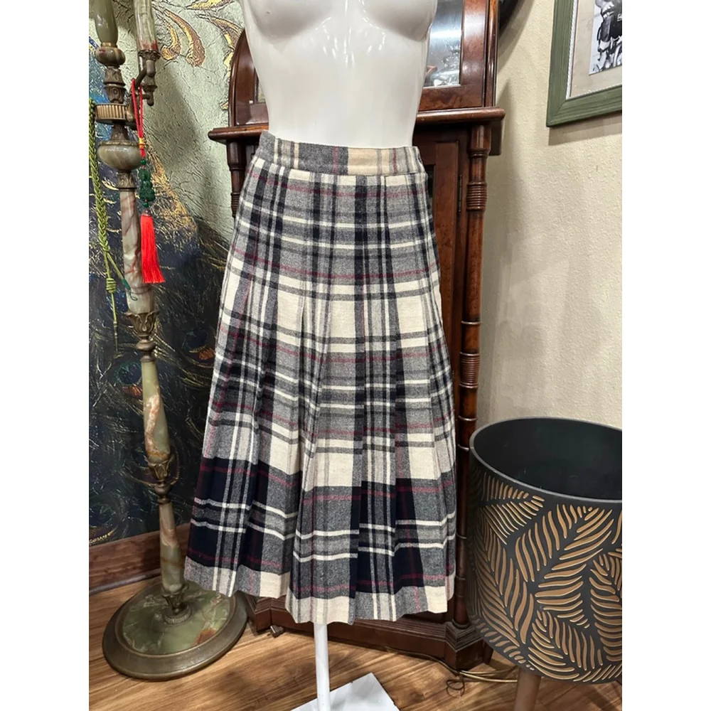 🔴Vintage Pendleton 100% Virgin Wool Pleated Plaid Skirt